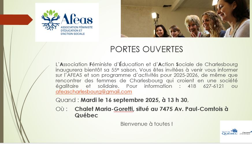 Portes ouvertes- Afeas locale Charlesbourg